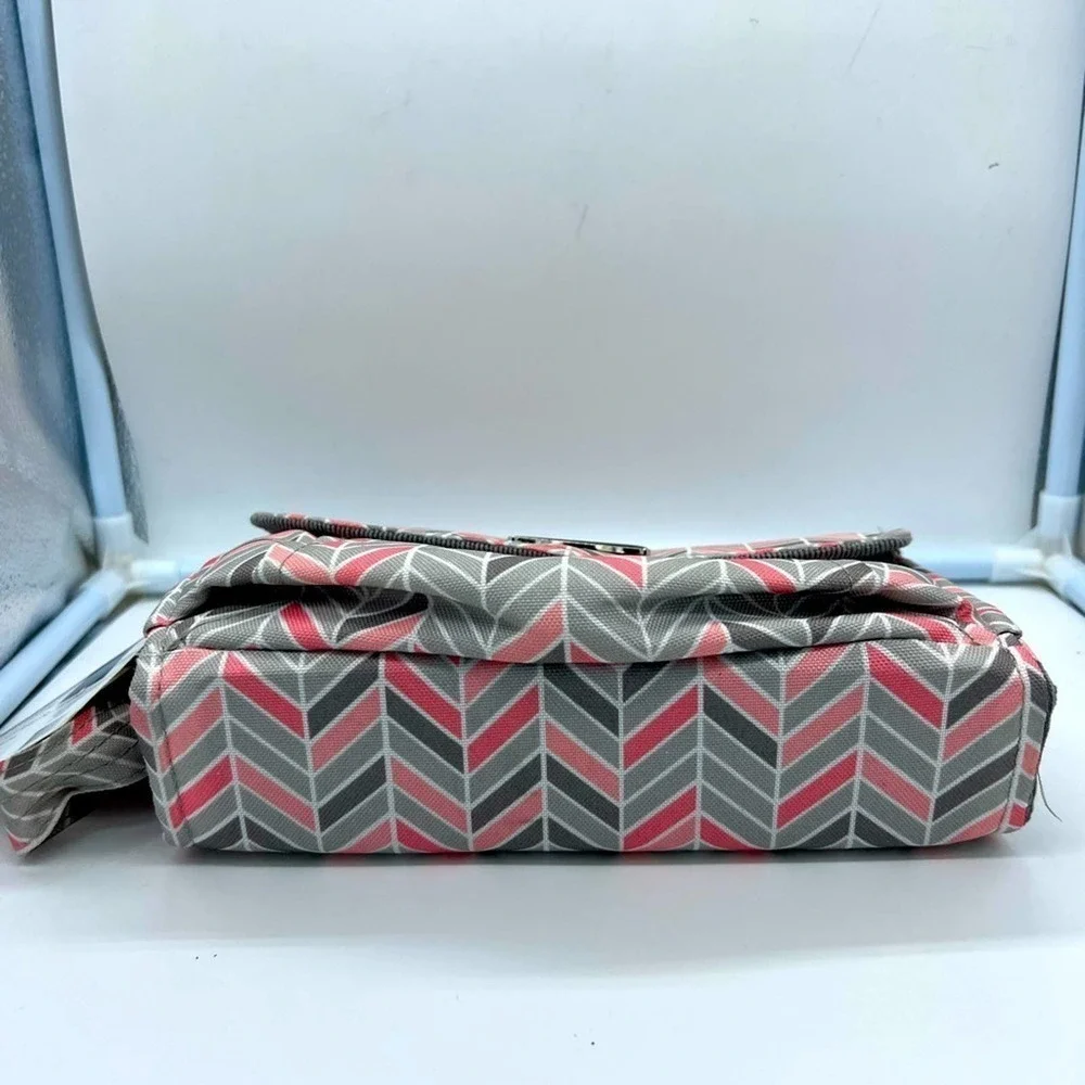 NEW Lillybet by Demdaco Diaper Clutch chevron pink&gray multiple way to …